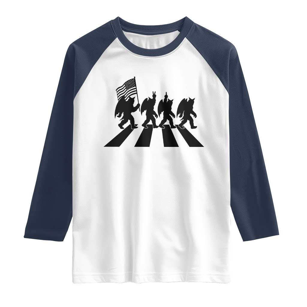 Funny Patriotic Mothman Raglan Shirt Cryptid Lover Gift TS12 White Navy Print Your Wear