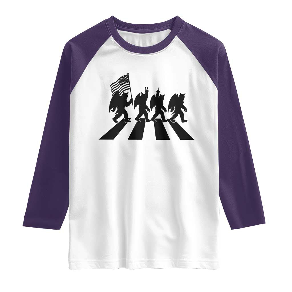 Funny Patriotic Mothman Raglan Shirt Cryptid Lover Gift TS12 White Purple Print Your Wear
