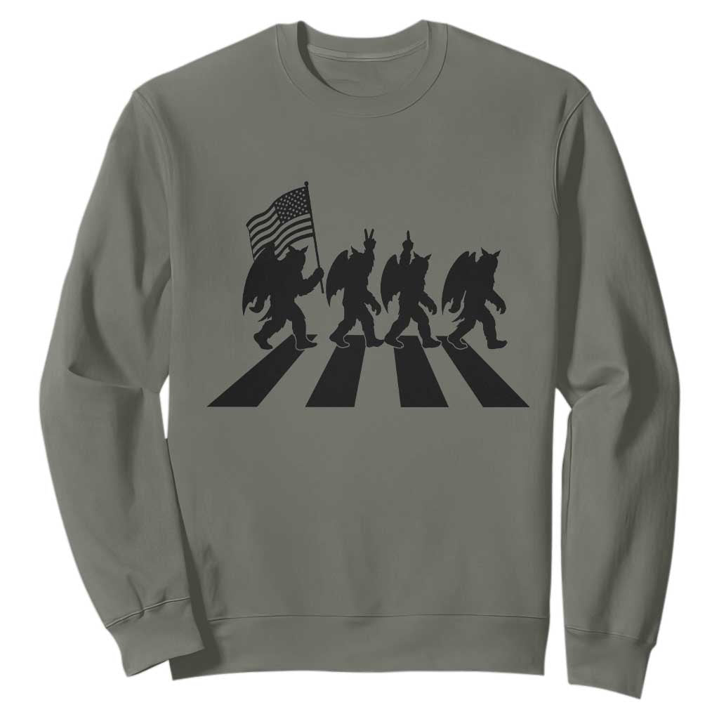 Funny Patriotic Mothman Sweatshirt Cryptid Lover Gift TS12 Military Green Print Your Wear