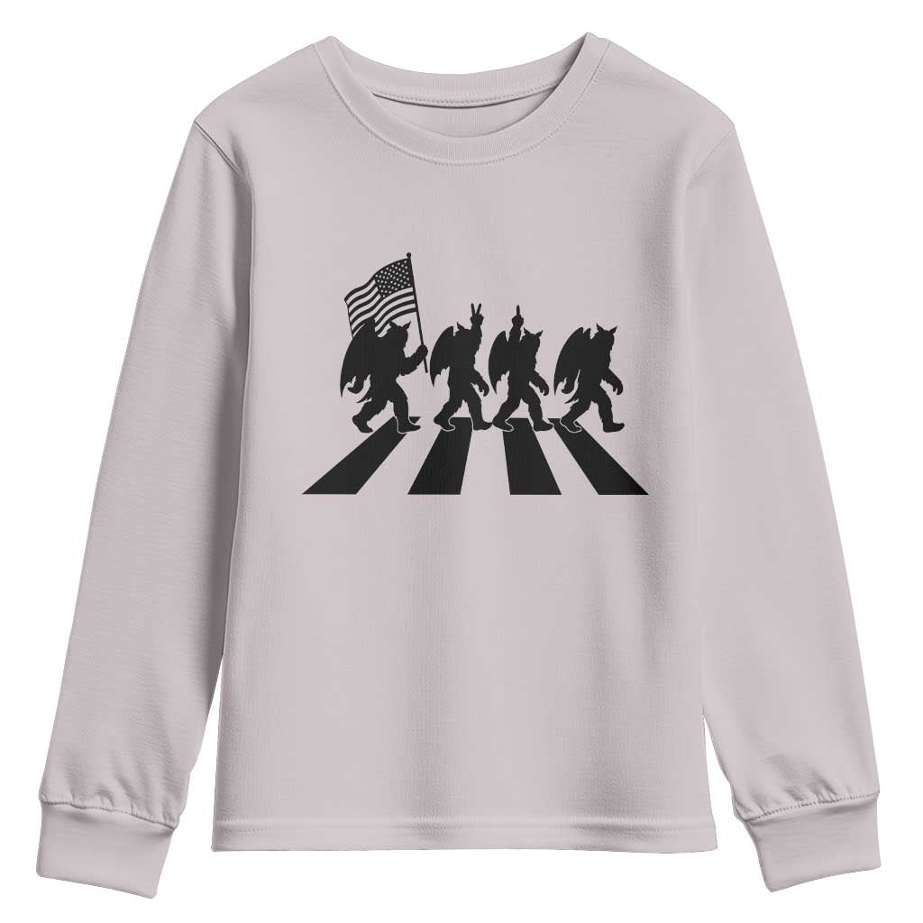 Funny Patriotic Mothman Youth Sweatshirt Cryptid Lover Gift TS12 Ice Gray Print Your Wear