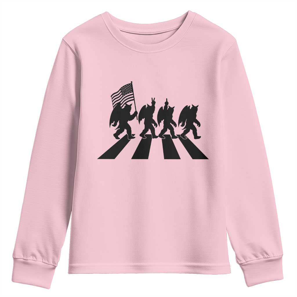 Funny Patriotic Mothman Youth Sweatshirt Cryptid Lover Gift TS12 Light Pink Print Your Wear
