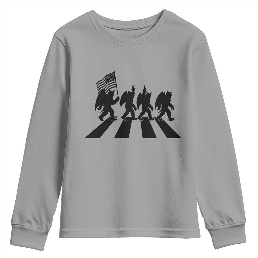 Funny Patriotic Mothman Youth Sweatshirt Cryptid Lover Gift TS12 Sport Gray Print Your Wear