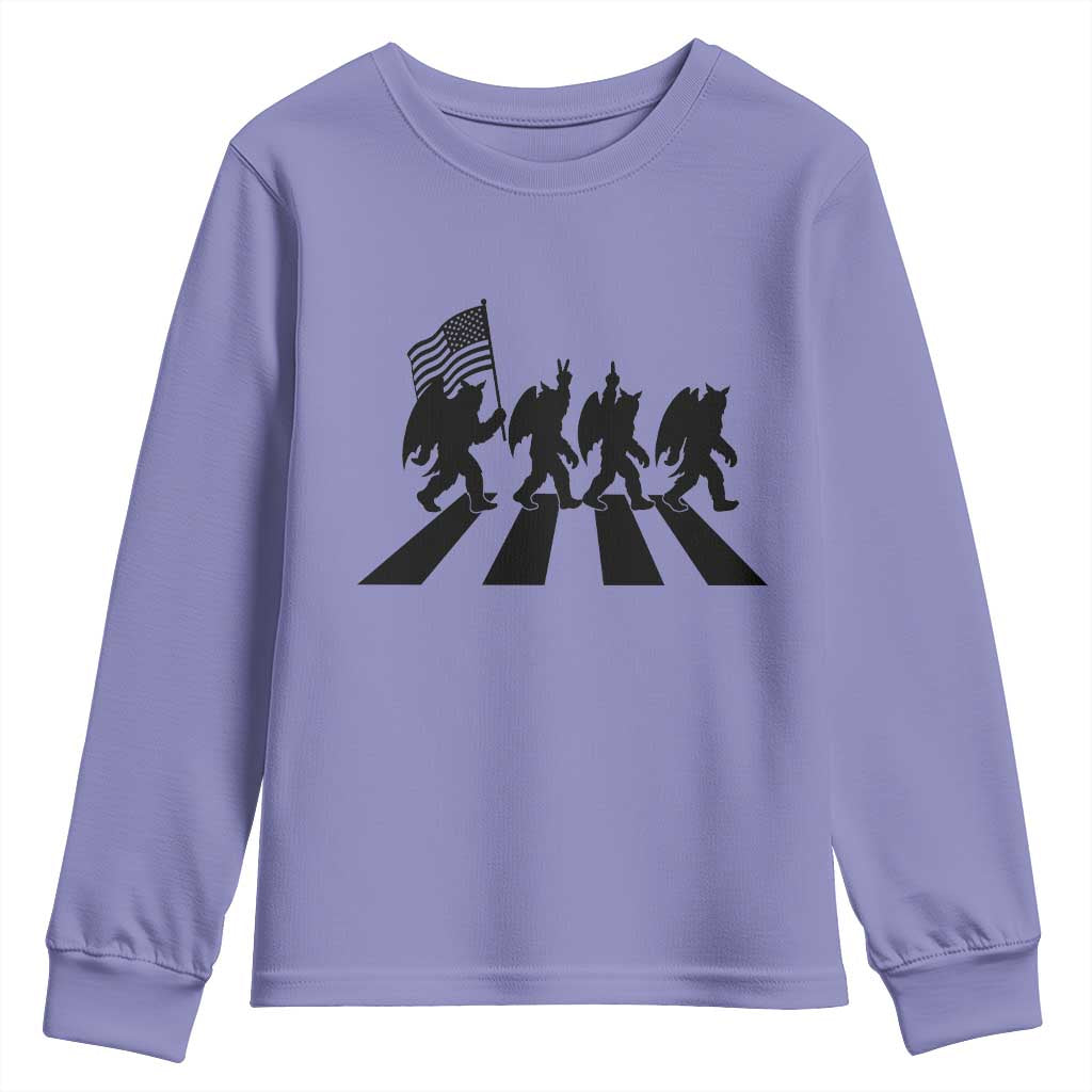 Funny Patriotic Mothman Youth Sweatshirt Cryptid Lover Gift TS12 Violet Print Your Wear