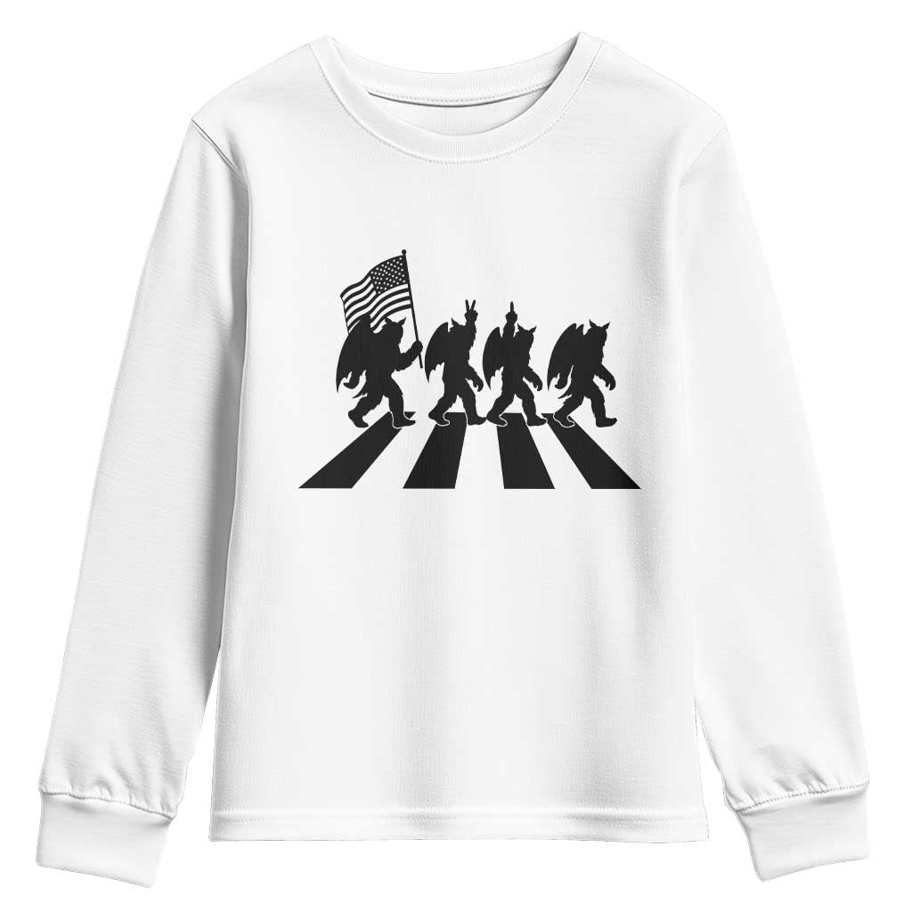 Funny Patriotic Mothman Youth Sweatshirt Cryptid Lover Gift TS12 White Print Your Wear