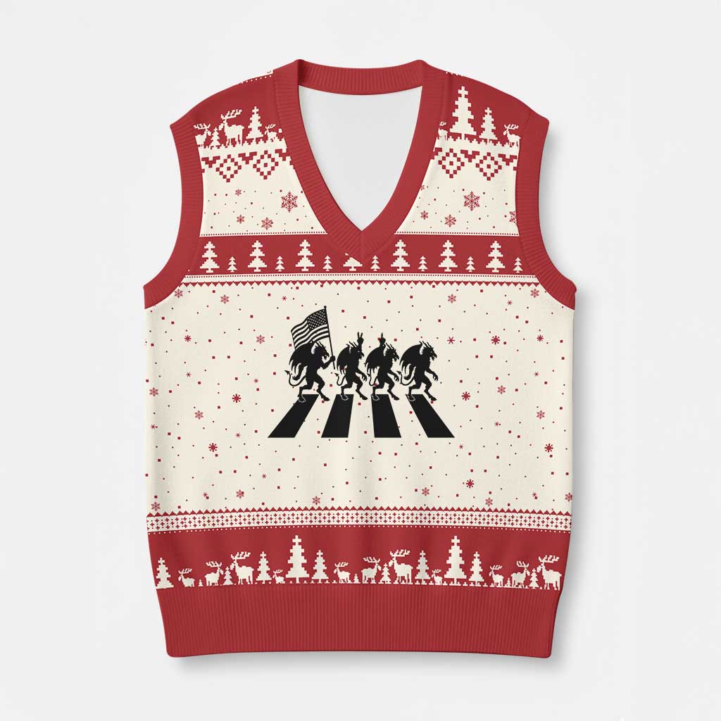 Patriotic Jersey Devil V-Neck Knit Sweater Vest New Jersey Cryptid Gift TS12 Beige Red Print Your Wear