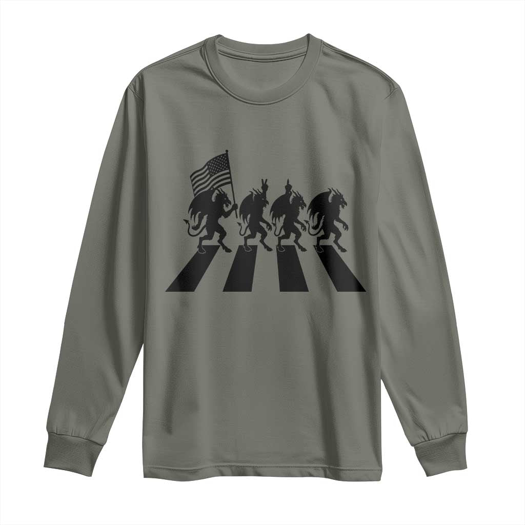 Patriotic Jersey Devil Long Sleeve Shirt New Jersey Cryptid Gift TS12 Military Green Print Your Wear