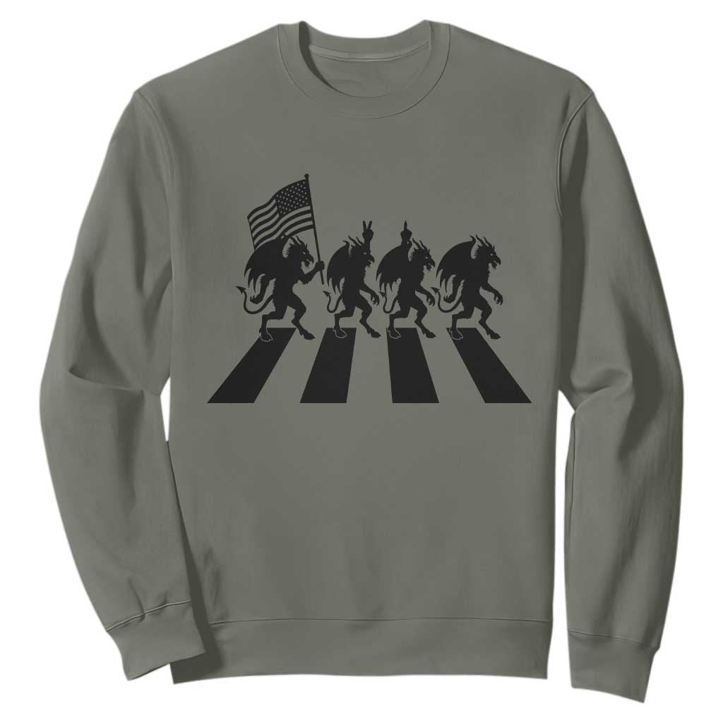 Patriotic Jersey Devil Sweatshirt New Jersey Cryptid Gift TS12 Military Green Print Your Wear