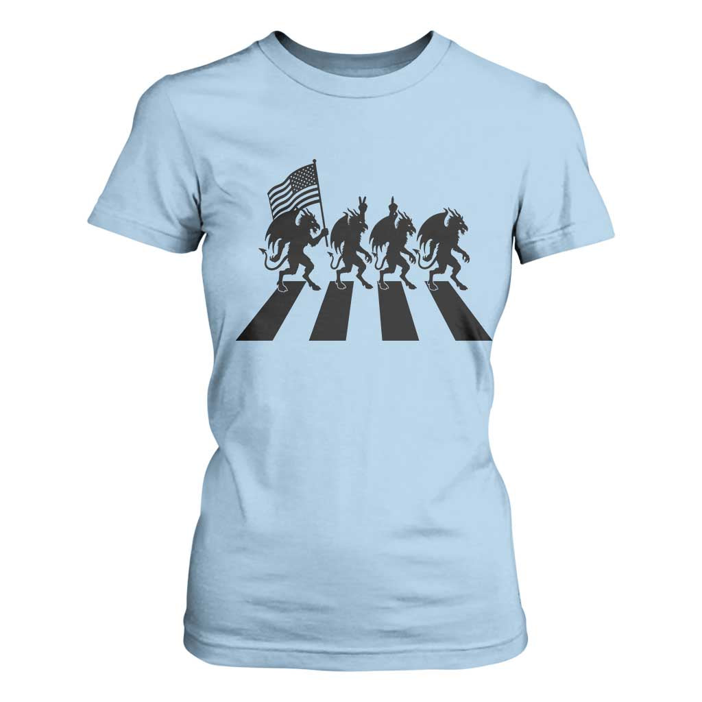 Patriotic Jersey Devil T Shirt For Women New Jersey Cryptid Gift TS12 Light Blue Print Your Wear