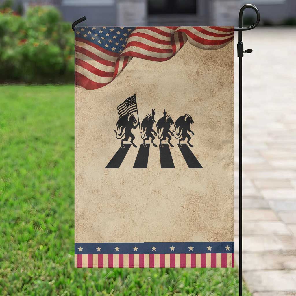 Patriotic Jersey Devil Garden Flag New Jersey Cryptid Gift TS12 Vintage Rustic Tan Navy Print Your Wear