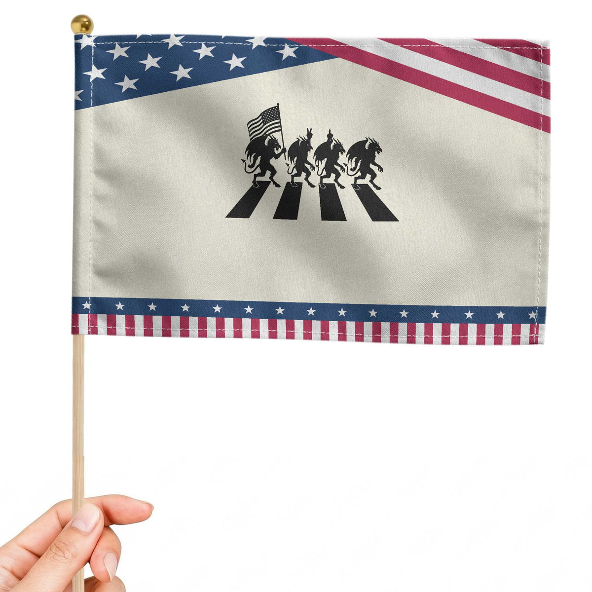 Patriotic Jersey Devil Patriotic Handheld Flag New Jersey Cryptid Gift TS12 Modern 8.2