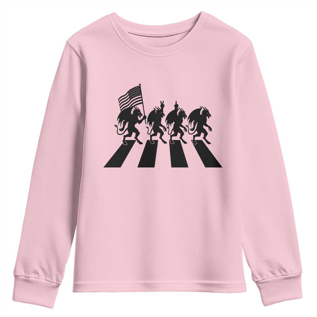 Patriotic Jersey Devil Youth Sweatshirt New Jersey Cryptid Gift TS12 Light Pink Print Your Wear