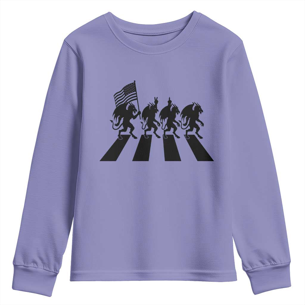 Patriotic Jersey Devil Youth Sweatshirt New Jersey Cryptid Gift TS12 Violet Print Your Wear