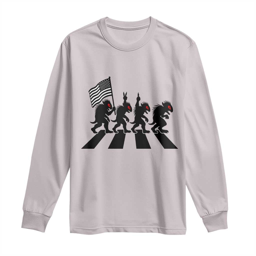 Patriotic Chupacabra Long Sleeve Shirt Funny Cryptid Lover Gift TS12 Ice Gray Print Your Wear