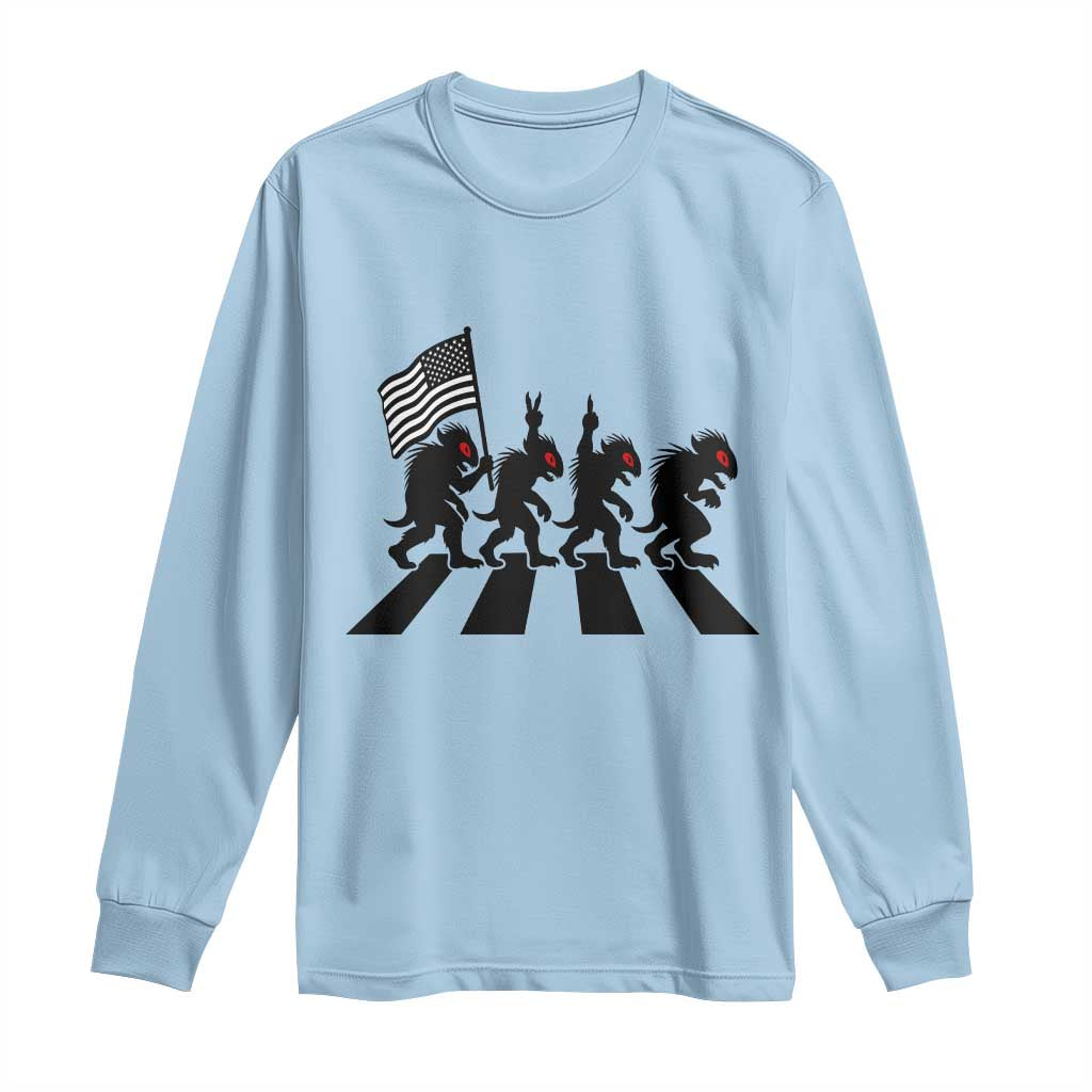 Patriotic Chupacabra Long Sleeve Shirt Funny Cryptid Lover Gift TS12 Light Blue Print Your Wear