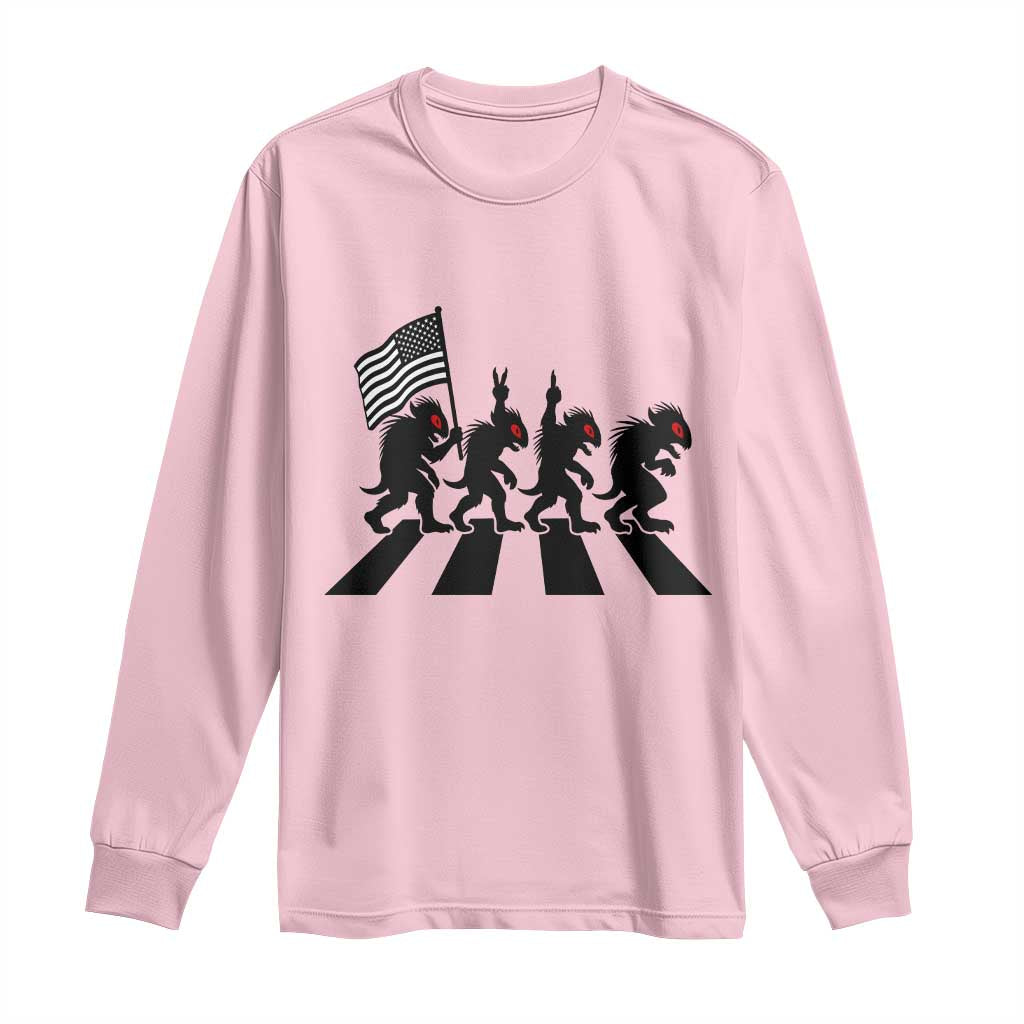 Patriotic Chupacabra Long Sleeve Shirt Funny Cryptid Lover Gift TS12 Light Pink Print Your Wear