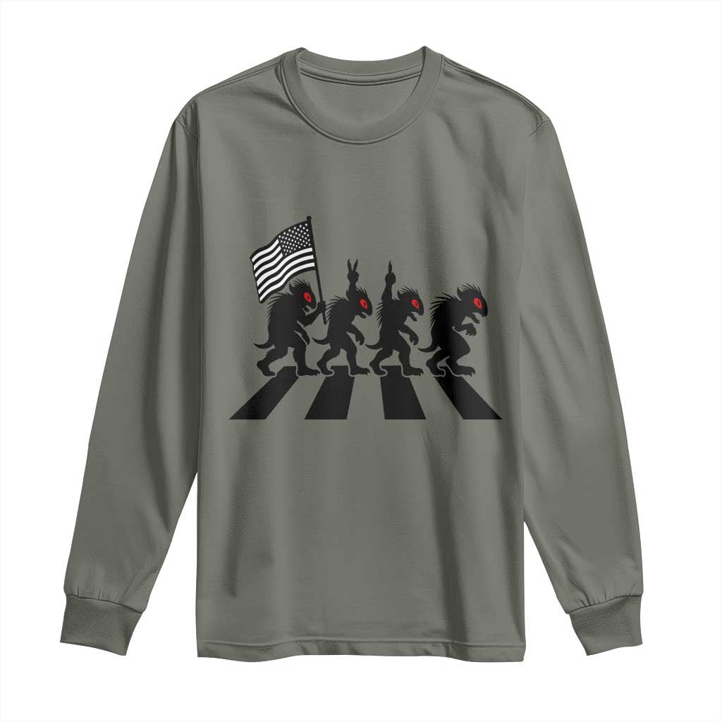 Patriotic Chupacabra Long Sleeve Shirt Funny Cryptid Lover Gift TS12 Military Green Print Your Wear