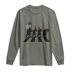 Patriotic Chupacabra Long Sleeve Shirt Funny Cryptid Lover Gift TS12 Military Green Print Your Wear