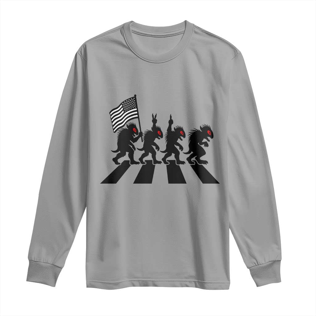 Patriotic Chupacabra Long Sleeve Shirt Funny Cryptid Lover Gift TS12 Sport Gray Print Your Wear
