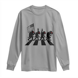 Patriotic Chupacabra Long Sleeve Shirt Funny Cryptid Lover Gift TS12 Sport Gray Print Your Wear