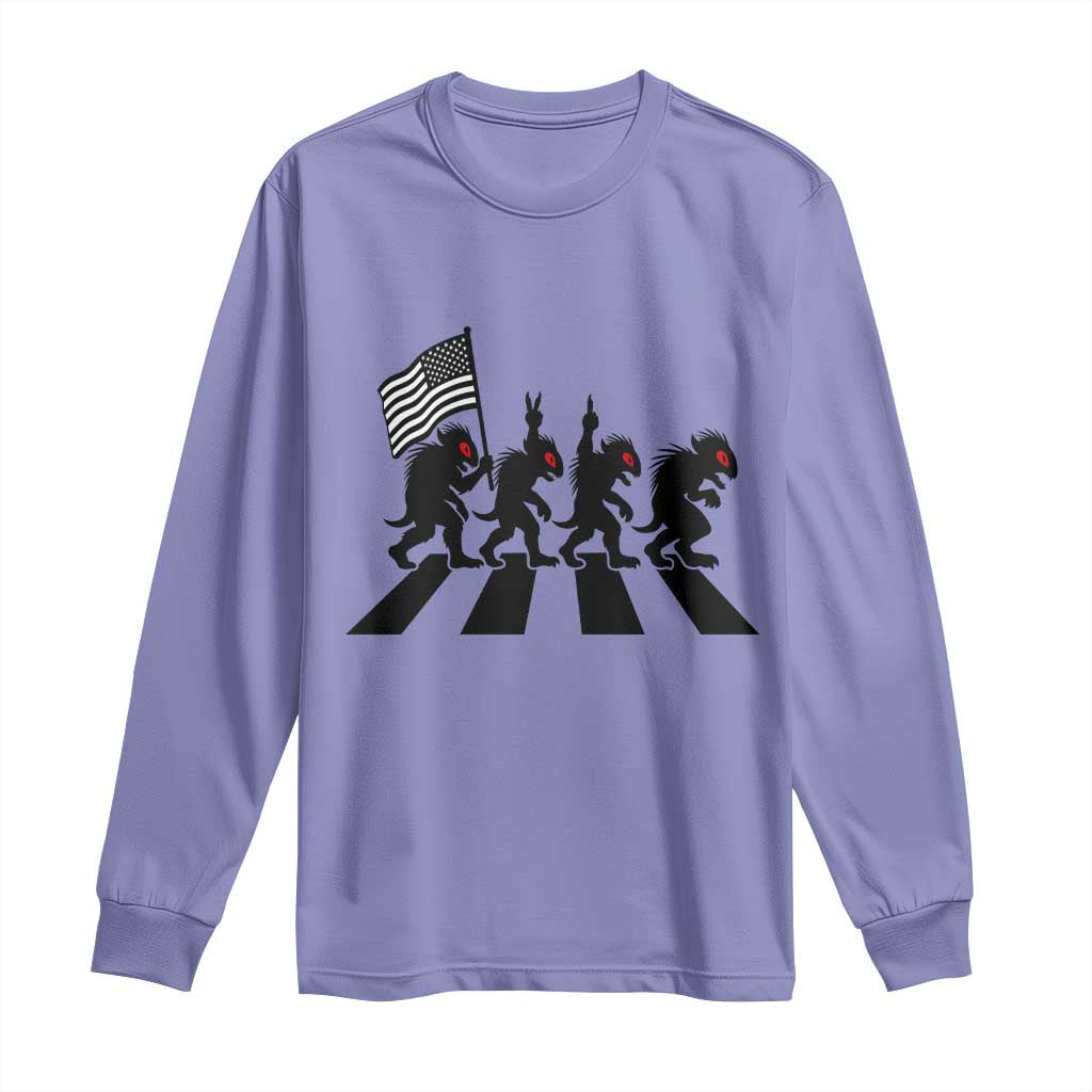 Patriotic Chupacabra Long Sleeve Shirt Funny Cryptid Lover Gift TS12 Violet Print Your Wear