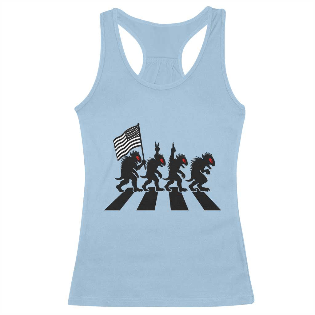 Patriotic Chupacabra Racerback Tank Top Funny Cryptid Lover Gift TS12 Light Blue Print Your Wear