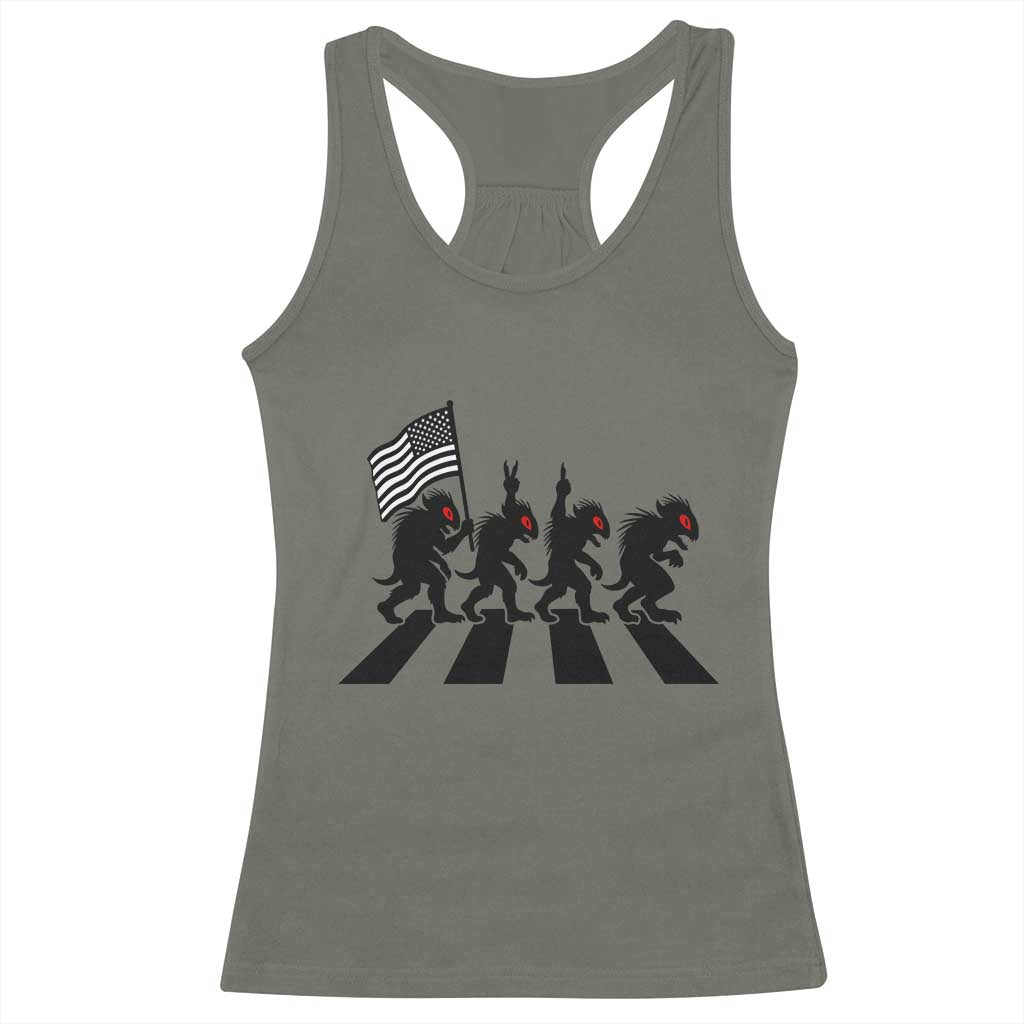Patriotic Chupacabra Racerback Tank Top Funny Cryptid Lover Gift TS12 Military Green Print Your Wear