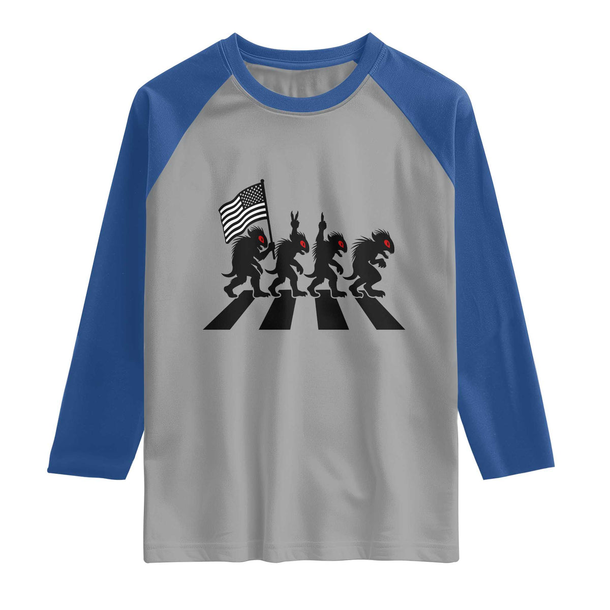 Patriotic Chupacabra Raglan Shirt Funny Cryptid Lover Gift TS12 Sport Gray Royal Print Your Wear