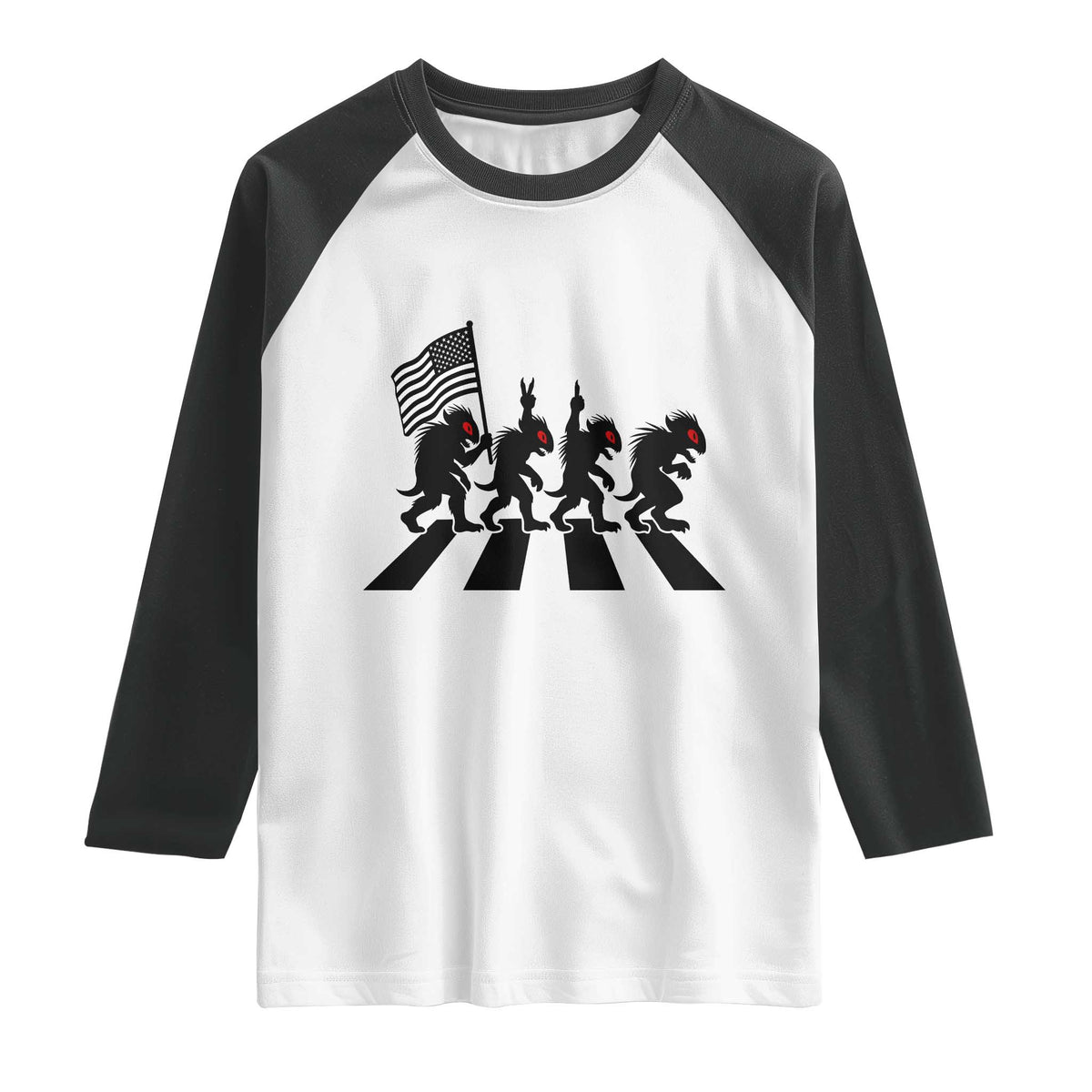 Patriotic Chupacabra Raglan Shirt Funny Cryptid Lover Gift TS12 White Black Print Your Wear