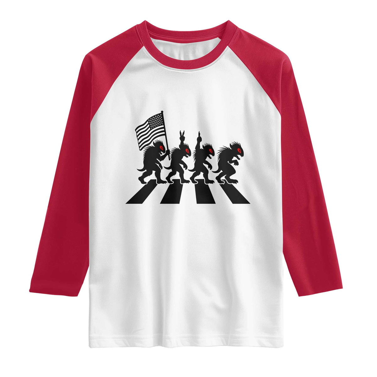 Patriotic Chupacabra Raglan Shirt Funny Cryptid Lover Gift TS12 White Red Print Your Wear