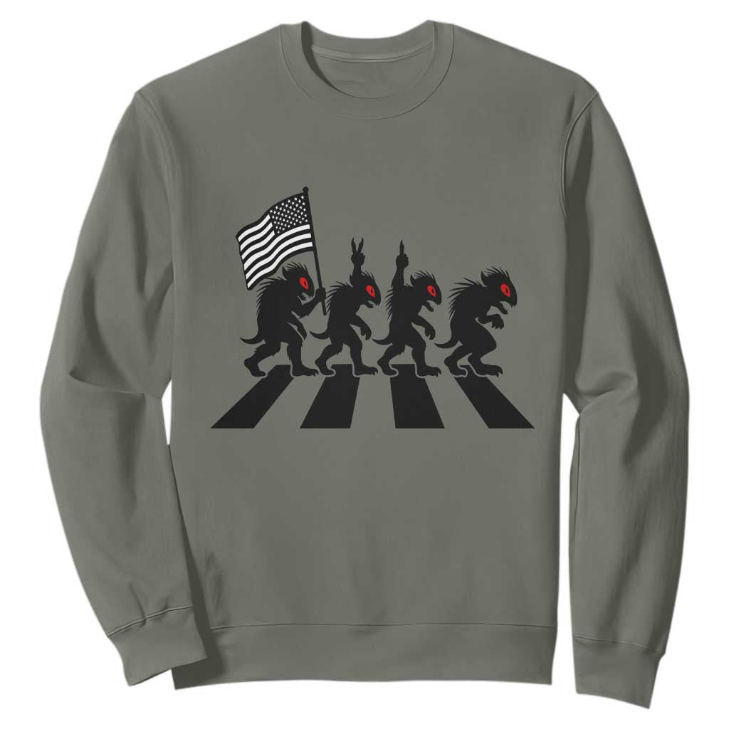 Patriotic Chupacabra Sweatshirt Funny Cryptid Lover Gift TS12 Military Green Print Your Wear