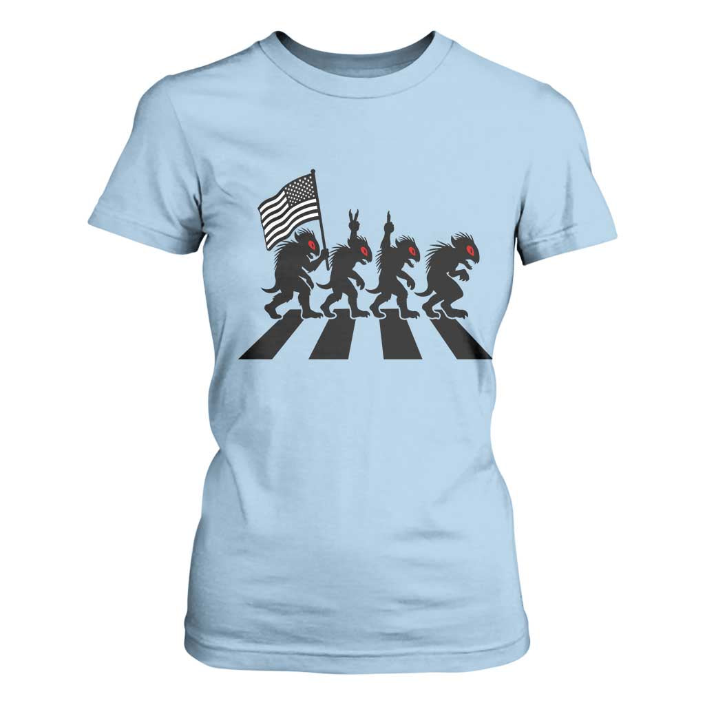 Patriotic Chupacabra T Shirt For Women Funny Cryptid Lover Gift TS12 Light Blue Print Your Wear