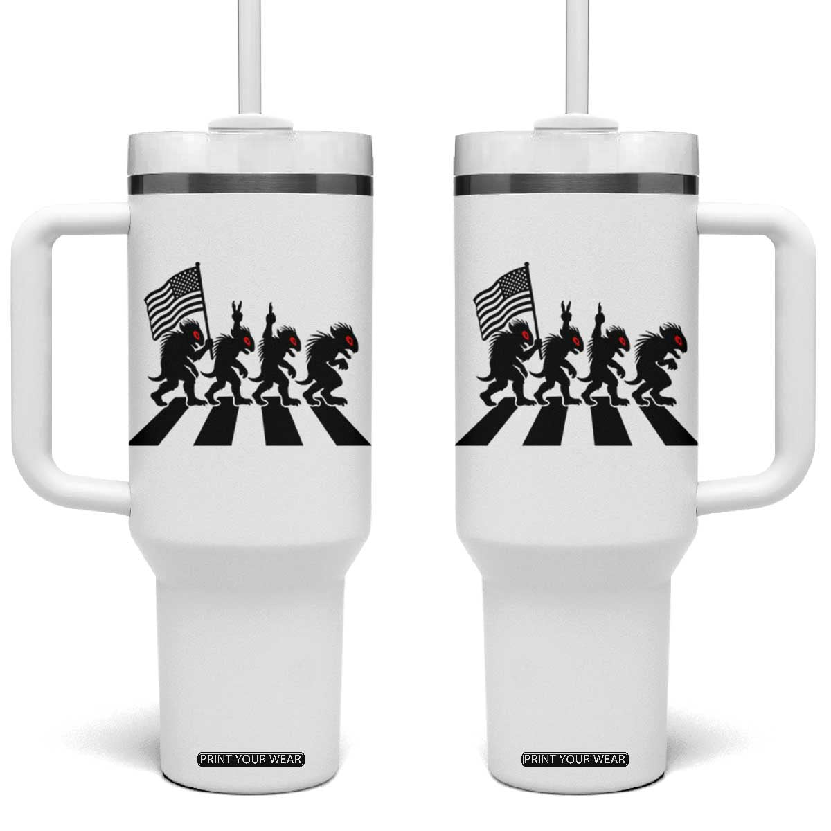 Patriotic Chupacabra Tumbler With Handle Funny Cryptid Lover Gift TS12 One Size: 40 oz White Print Your Wear