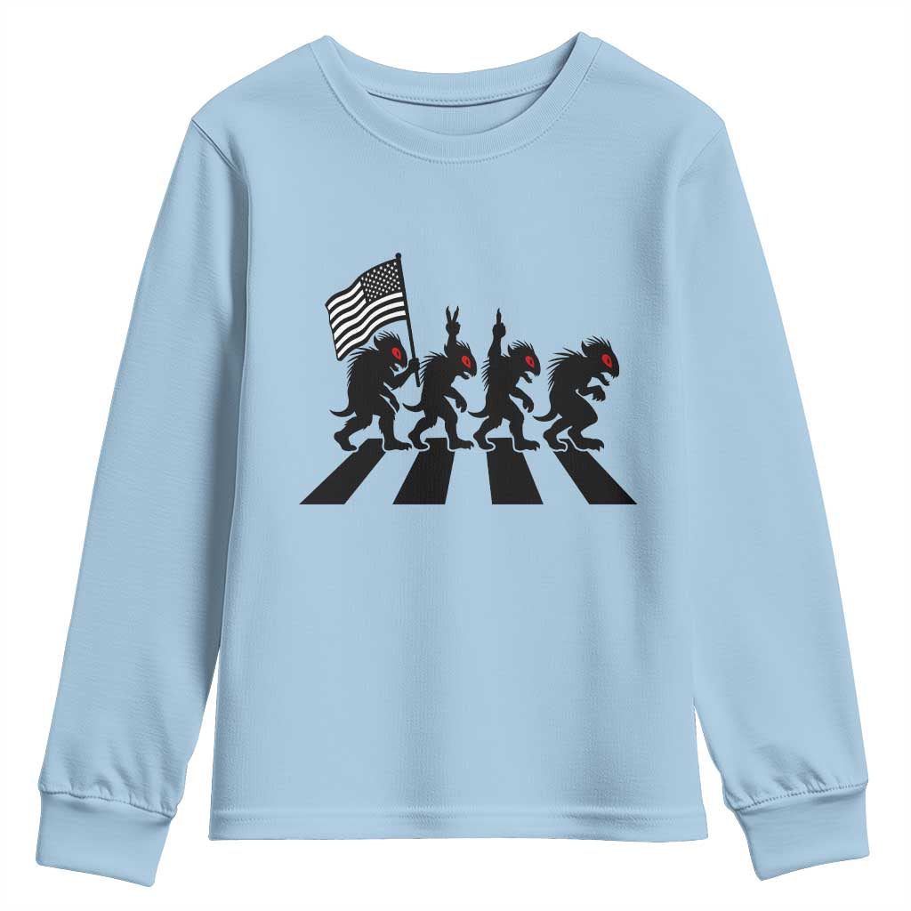 Patriotic Chupacabra Youth Sweatshirt Funny Cryptid Lover Gift TS12 Light Blue Print Your Wear