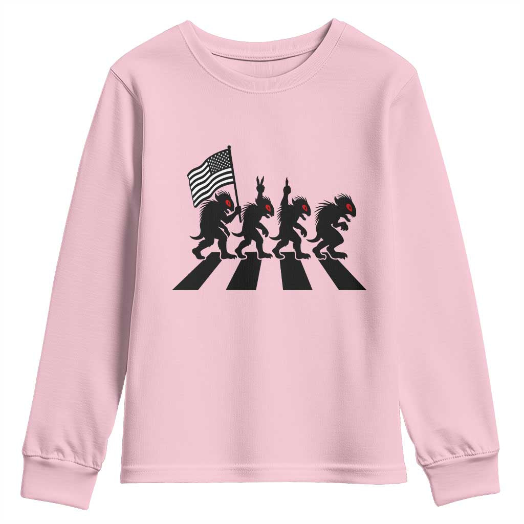 Patriotic Chupacabra Youth Sweatshirt Funny Cryptid Lover Gift TS12 Light Pink Print Your Wear