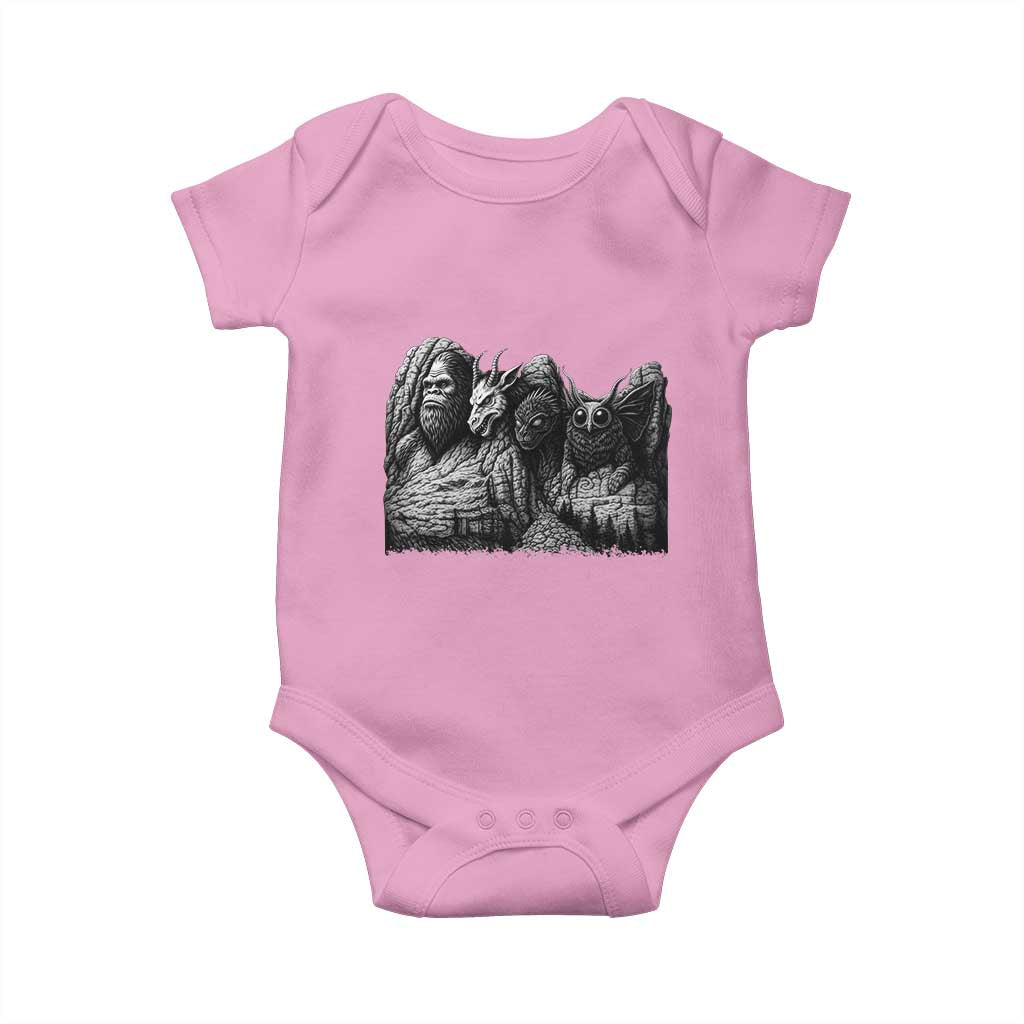 Cryptid Mount Rushmore Baby Onesie Bigfoot Mothman Jersey Devil Chupacabra TS12 Light Pink Print Your Wear