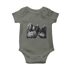 Cryptid Mount Rushmore Baby Onesie Bigfoot Mothman Jersey Devil Chupacabra TS12 Military Green Print Your Wear