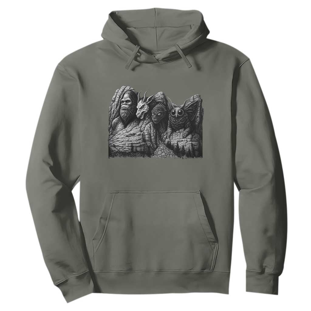Cryptid Mount Rushmore Hoodie Bigfoot Mothman Jersey Devil Chupacabra TS12 Military Green Print Your Wear