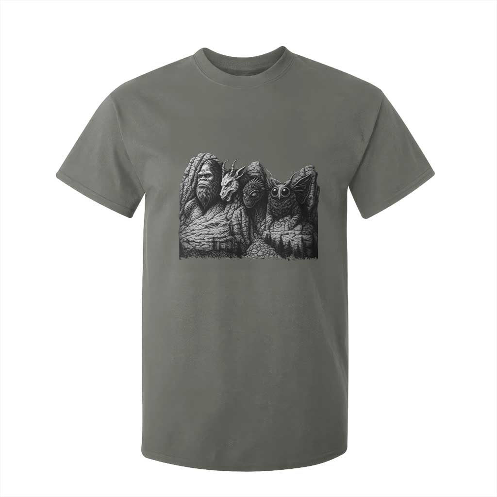 Cryptid Mount Rushmore T Shirt For Kid Bigfoot Mothman Jersey Devil Chupacabra TS12 Military Green Print Your Wear