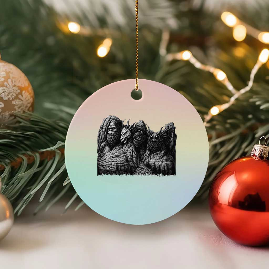 Cryptid Mount Rushmore Ceramic Ornament Bigfoot Mothman Jersey Devil Chupacabra TS12 1pc Pastel Print Your Wear
