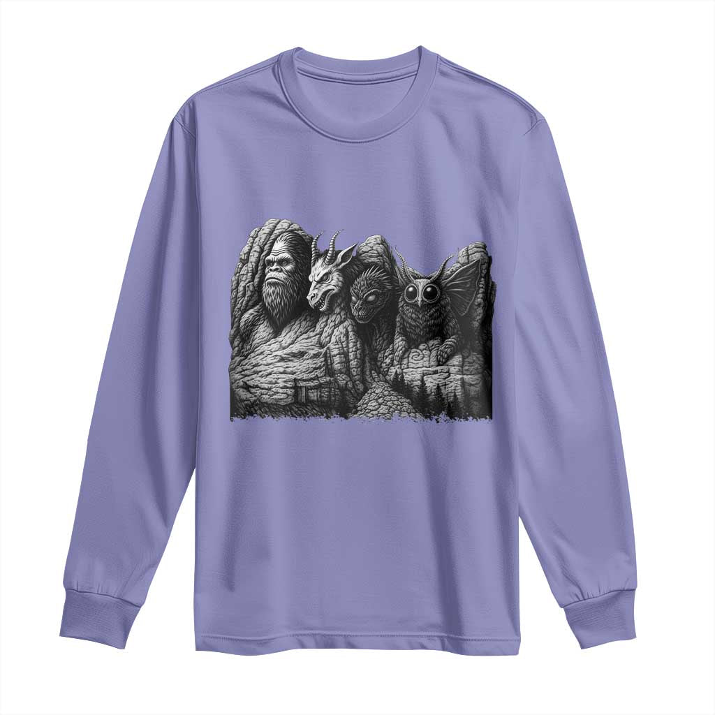 Cryptid Mount Rushmore Long Sleeve Shirt Bigfoot Mothman Jersey Devil Chupacabra TS12 Violet Print Your Wear