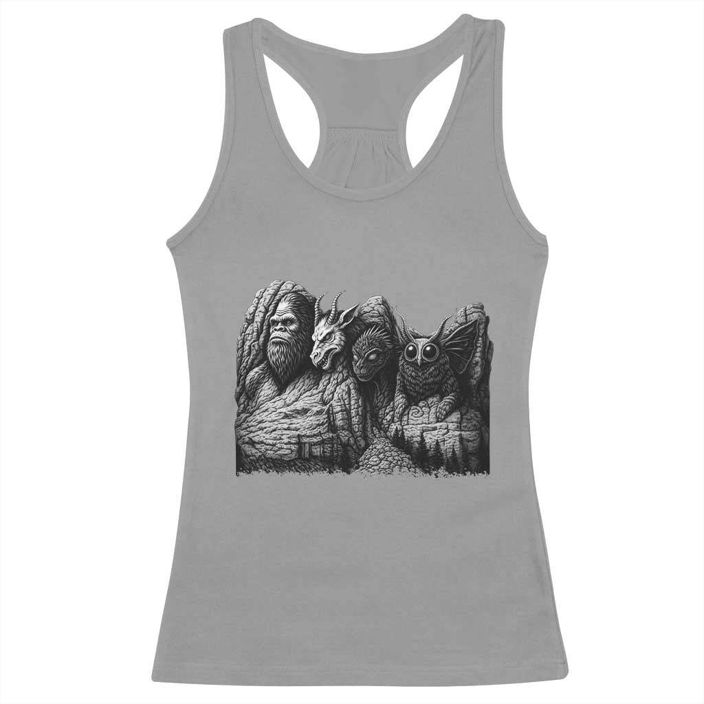 Cryptid Mount Rushmore Racerback Tank Top Bigfoot Mothman Jersey Devil Chupacabra TS12 Sport Gray Print Your Wear