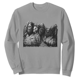 Cryptid Mount Rushmore Sweatshirt Bigfoot Mothman Jersey Devil Chupacabra TS12 Sport Gray Print Your Wear