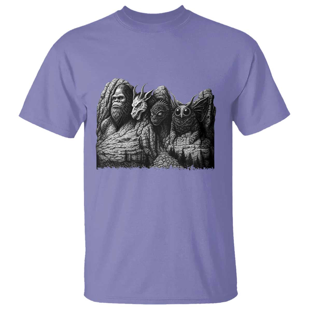 Cryptid Mount Rushmore T Shirt Bigfoot Mothman Jersey Devil Chupacabra TS12 Violet Print Your Wear