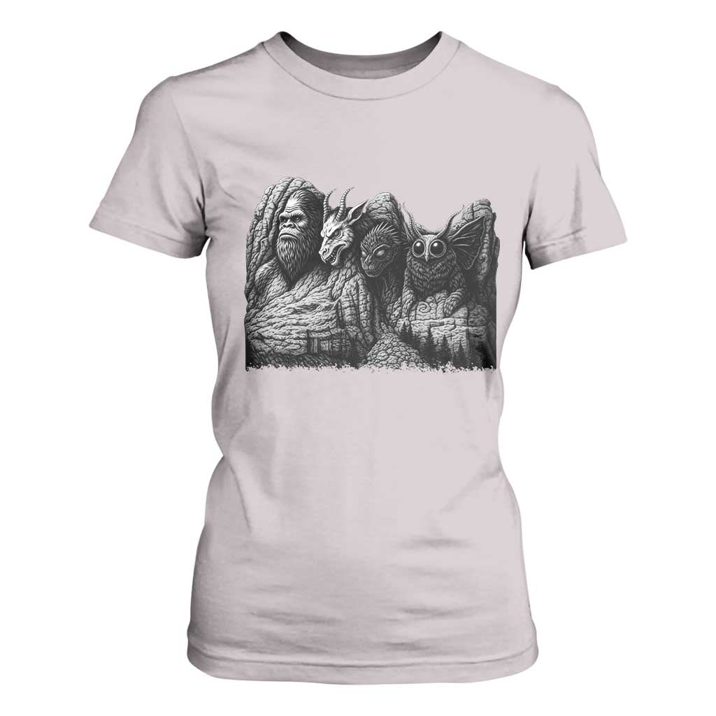 Cryptid Mount Rushmore T Shirt For Women Bigfoot Mothman Jersey Devil Chupacabra TS12 Ice Gray Print Your Wear