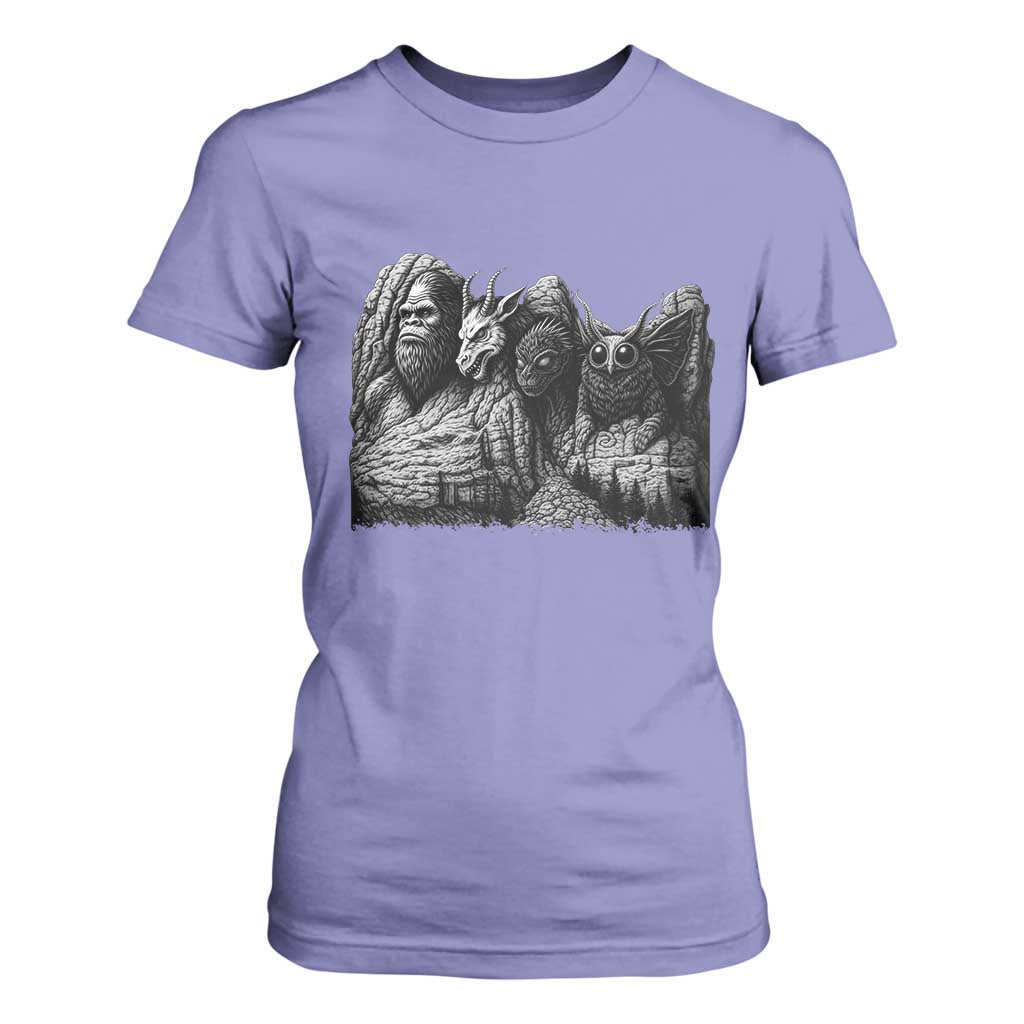 Cryptid Mount Rushmore T Shirt For Women Bigfoot Mothman Jersey Devil Chupacabra TS12 Violet Print Your Wear