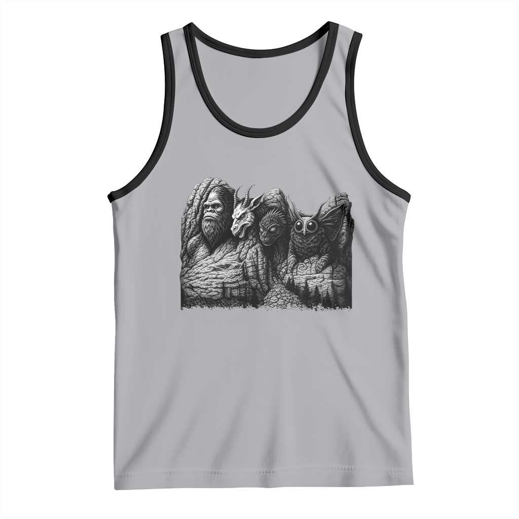 Cryptid Mount Rushmore Tank Top Bigfoot Mothman Jersey Devil Chupacabra TS12 Athletic Heather Black Print Your Wear