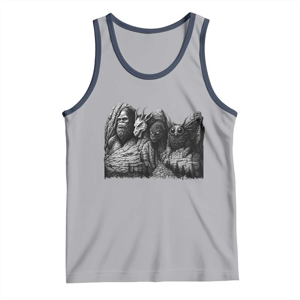 Cryptid Mount Rushmore Tank Top Bigfoot Mothman Jersey Devil Chupacabra TS12 Athletic Heather Navy Print Your Wear