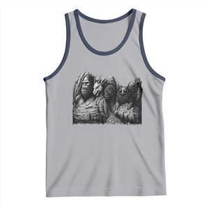 Cryptid Mount Rushmore Tank Top Bigfoot Mothman Jersey Devil Chupacabra TS12 Athletic Heather Navy Print Your Wear