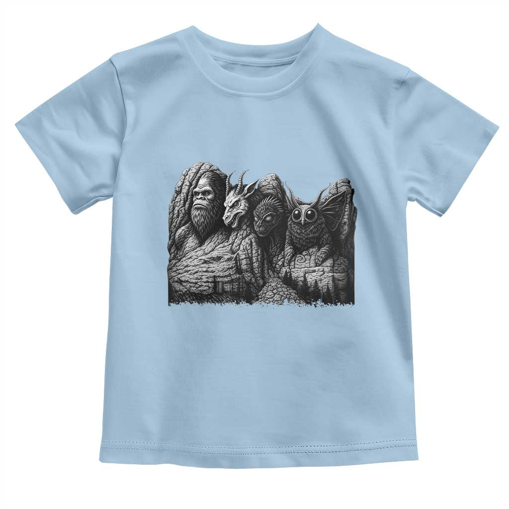 Cryptid Mount Rushmore Toddler T Shirt Bigfoot Mothman Jersey Devil Chupacabra TS12 Light Blue Print Your Wear