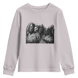 Cryptid Mount Rushmore Youth Sweatshirt Bigfoot Mothman Jersey Devil Chupacabra TS12 Ice Gray Print Your Wear
